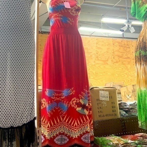 Sun Dress Floral Maxi - XXL  ( Y-188 ) red - Picture 3 of 10